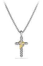 Women's David Yurman 'x' Cross With Diamonds And Gold On Chain