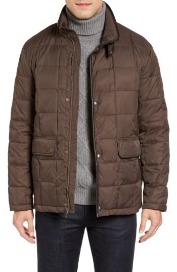 Men's Cole Haan Box Quilted Jacket - Brown