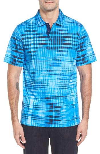 Men's Bugatchi Classic Fit Print Polo, Size - Blue