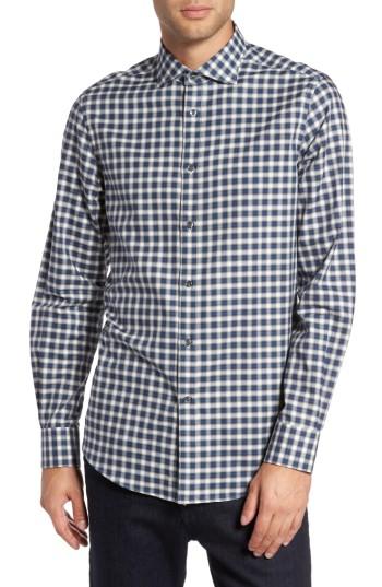 Men's Pal Zileri Fade Out Gingham Sport Shirt - Grey