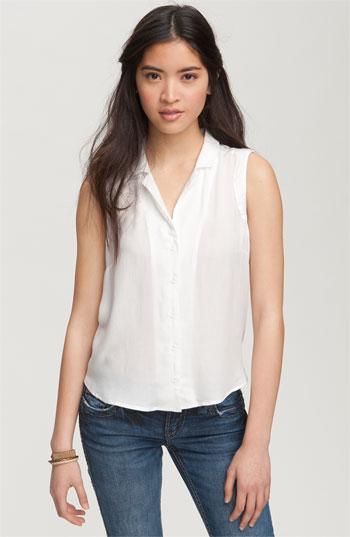 Chloe K Flowy Sleeveless Shirt (Juniors) White Medium