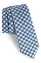 Men's Nordstrom Men's Shop Freeman Check Cotton Skinny Tie, Size - Blue