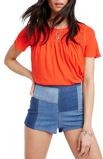 Women's Free People Dani Shirred Tee - Red