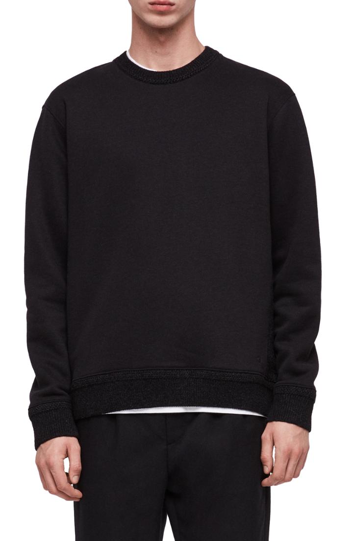 Men's Allsaints Senior Crewneck Fit Sweatshirt, Size Small - Black
