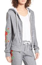 Women's Wildfox Red Roses Embroidered Zip Hoodie