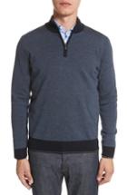 Men's Canali Quarter Zip Wool Sweater R Eu - Blue