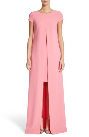 Women's St. John Evening Overlay Crepe A-line Gown - Pink
