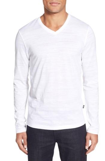 Men's Boss 'tyson' V-neck Long Sleeve T-shirt, Size - White