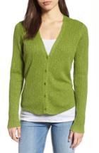 Women's Eileen Fisher V-neck Organic Linen & Cotton Cardigan - Green