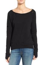 Women's Pam & Gela 'annie' Destroyed High/low Sweatshirt, Size - Black