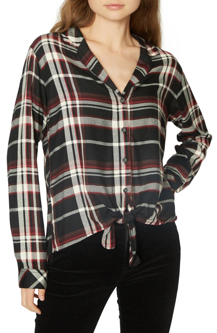 Women's Sanctuary Colton Plaid Top - Black