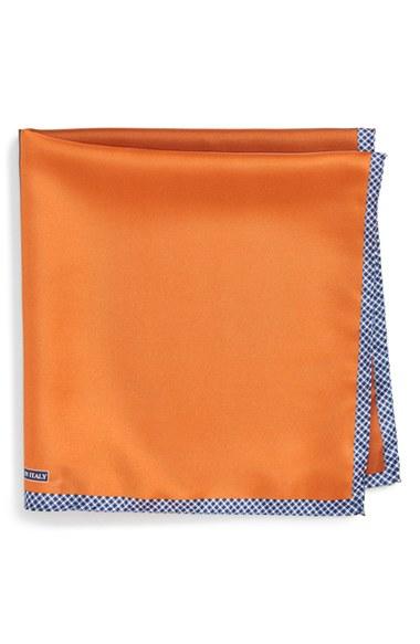 Men's Nordstrom Men's Shop Panel Silk Pocket Square, Size - Orange