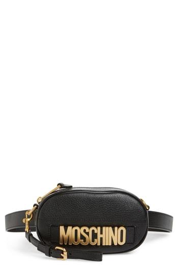 Moschino Logo Leather Belt Bag - Black