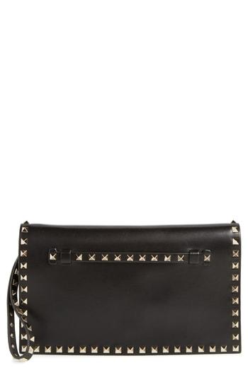 Valentino Garavani 'rockstud' Calfskin Leather Clutch -