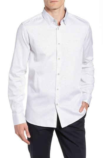 Men's Ted Baker London Boomtown Geo Print Sport Shirt (m) - White