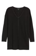 Women's Eileen Fisher Metallic Trim Merino Wool Blend Sweater, Size - Black