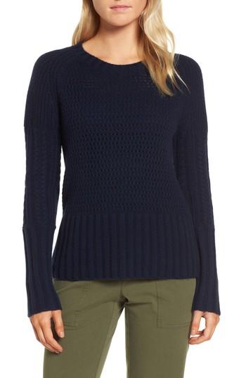 Women's Nordstrom Signature Mixed Stitch Cashmere Sweater - Blue