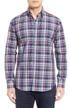Men's Bugatchi Shaped Fit Plaid Sport Shirt - Purple