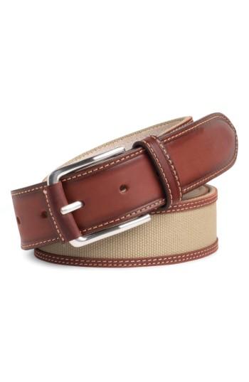 Men's Peter Millar Canvas & Leather Belt - Khaki