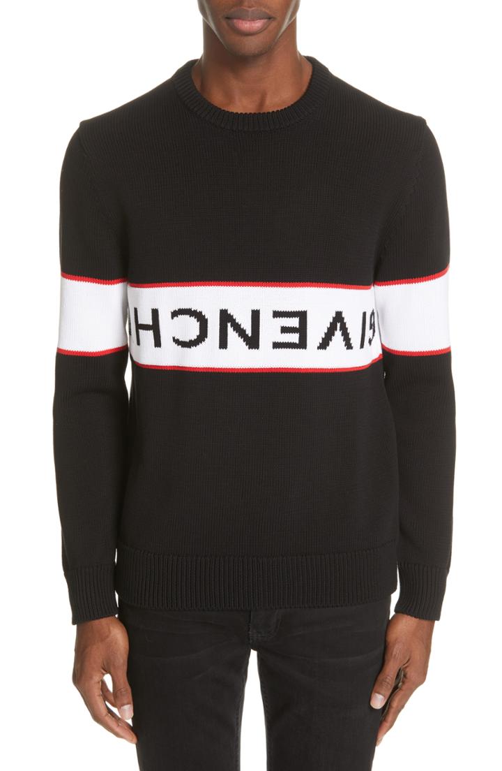 Men's Givenchy Upside Down Logo Sweater - Black