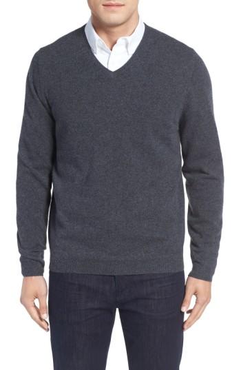 Men's John W. Nordstrom Cashmere V-neck Sweater - Grey