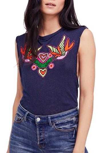 Women's Free People Love Birds Tee - Blue