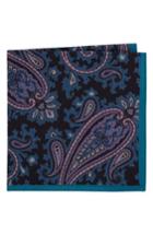 Men's Ted Baker London Paisley Wool Pocket Square, Size - Black