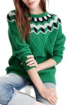 Women's J.crew Wide Neck Fair Isle Sweater, Size - Green