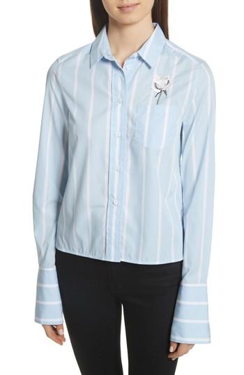 Women's Equipment Huntley Embroidered Stripe Cotton Shirt - Blue