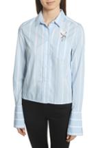 Women's Equipment Huntley Embroidered Stripe Cotton Shirt - Blue