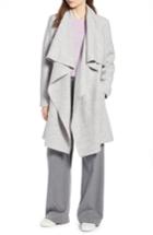 Women's Halogen Boiled Wool Blend Drape Front Coat - Grey
