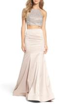 Women's La Femme Beaded Two-piece Mermaid Gown