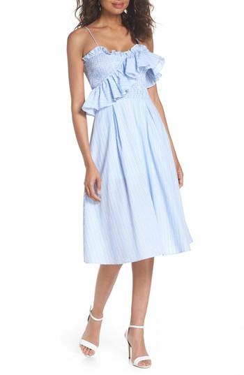 Women's First Monday Stripe Poplin Fit & Flare Dress - Blue