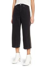 Women's Topshop Stripe Hem Crop Jeans W X 30l (fits Like 24w) - Black