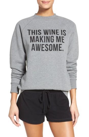 Women's Brunette The Label 'this Wine' Crewneck Sweatshirt /x-large - Grey