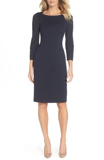 Women's Eliza J Back Cutout Ponte Sheath Dress - Blue/green