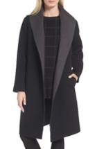 Women's Eileen Fisher Double-face Wool Blend Coat, Size - Black