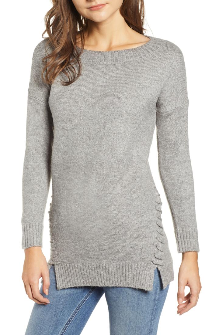 Women's Bishop + Young Bell Laced Tunic Sweater - Grey