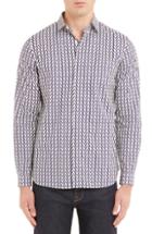 Men's Valentino Allover Logo Sport Shirt Eu - Blue
