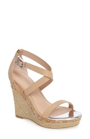 Women's Charles By Charles David Aden Platform Wedge Sandal M - Beige