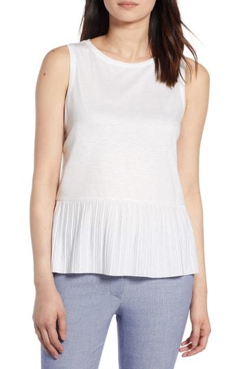 Women's Halogen Pleat Peplum Tank - White