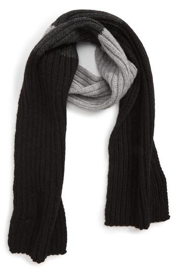 Men's Canada Goose Colorblock Ribbed Wool Scarf, Size - Black