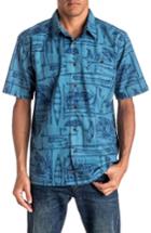 Men's Quiksilver Angler Regular Fit Print Camp Shirt - Blue