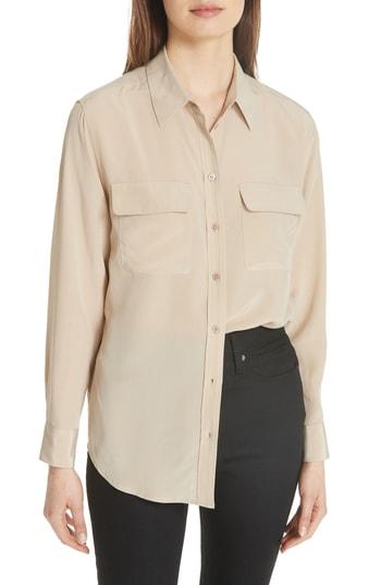 Women's Equipment 'signature' Silk Shirt - Beige