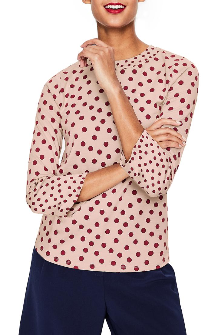 Women's Boden Althea High Neck Flare Cuff Top - Pink