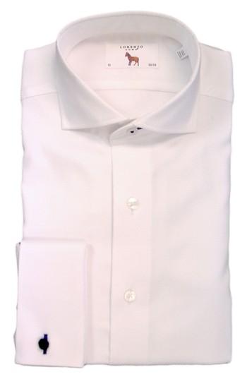 Men's Lorenzo Uomo Trim Fit Basket Weave Dress Shirt - 32 - White