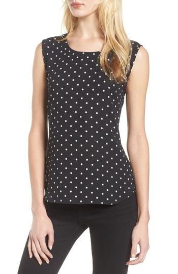 Women's Anne Klein Sleeveless Dot Crepe De Chine Top - Black