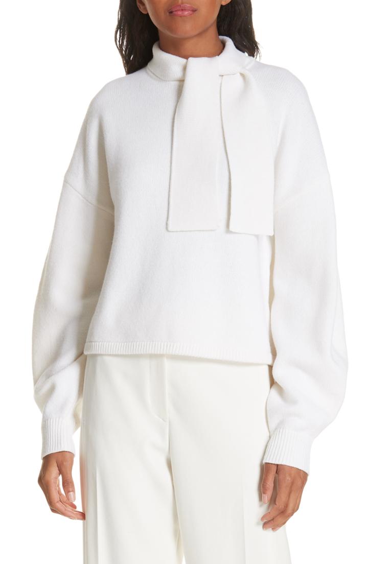 Women's Tibi Tie Neck Merino Wool Blend Cardigan