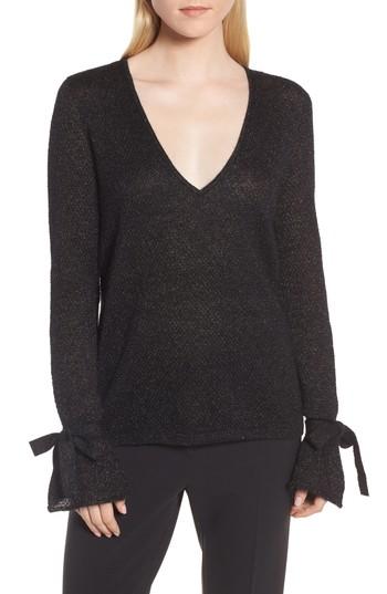 Women's Lewit Metallic Mohair Blend Sweater - Black