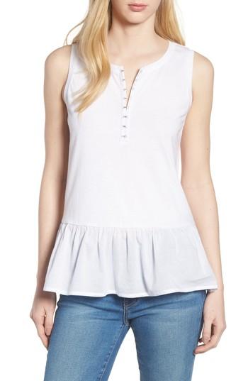 Women's Caslon Mix Media Cotton Blend Peplum Top - White